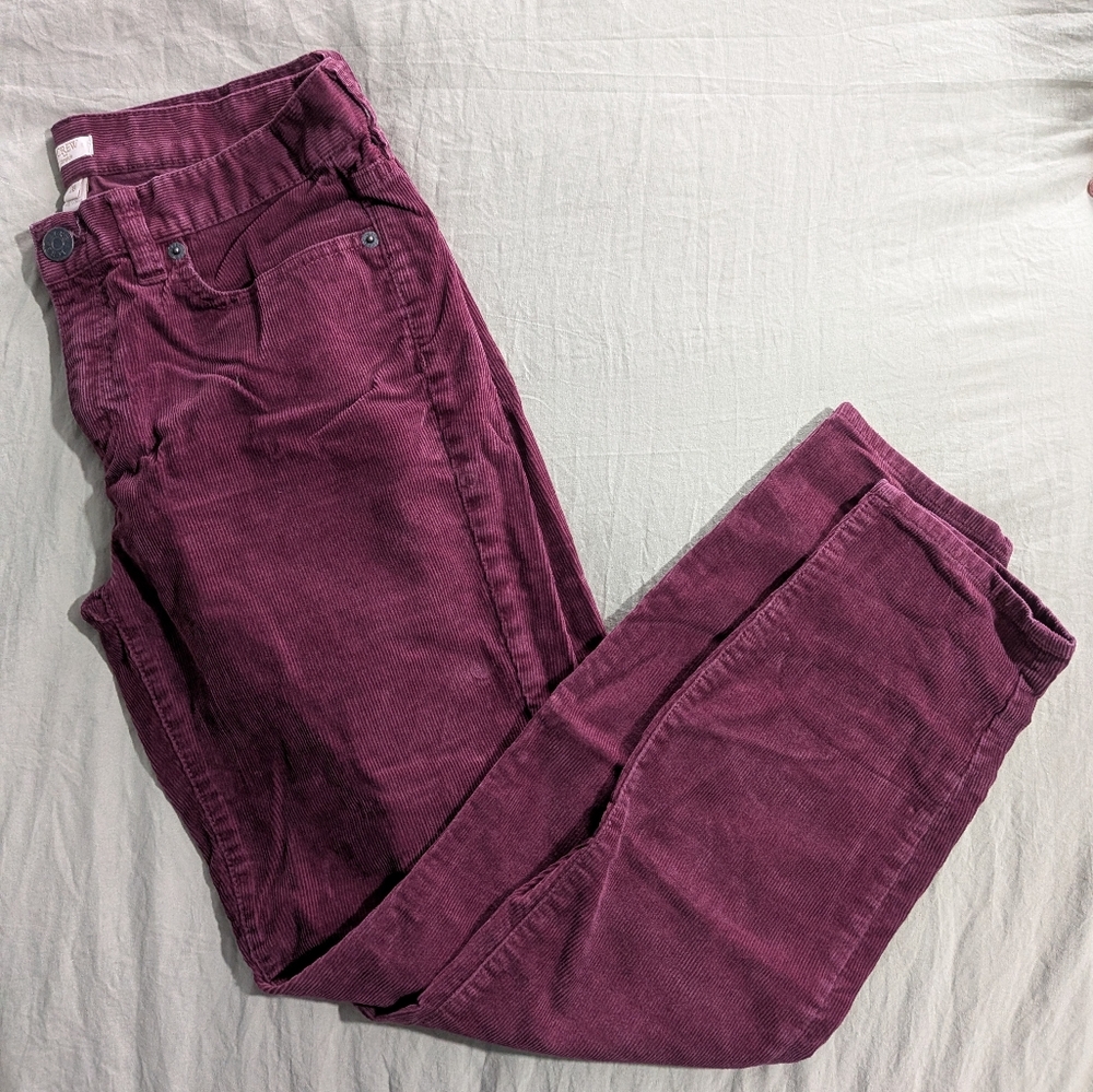 J.Crew Stretch Burgundy Corduroy Pants Womens Size 28 Cotton & Elastane